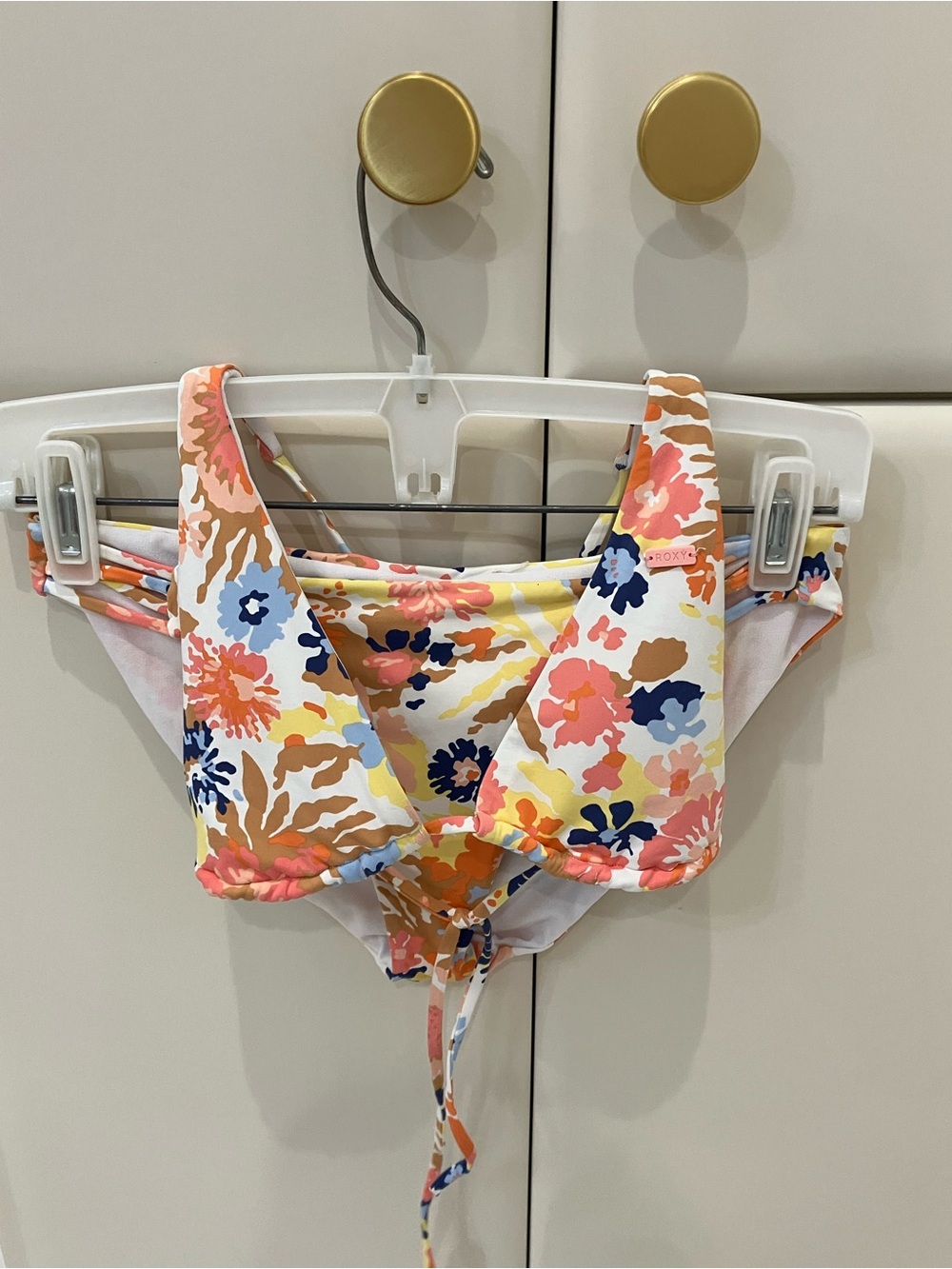 Roxy Coral Navy Yellow Floral Bikini